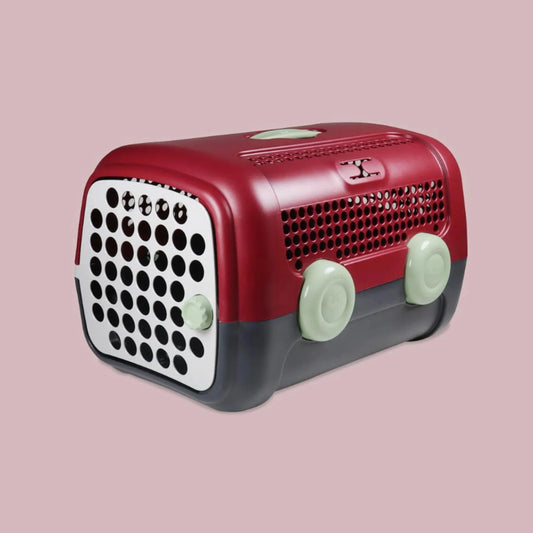 Bur til små hunder og katter burgunder/grå - Dyrekompaniet