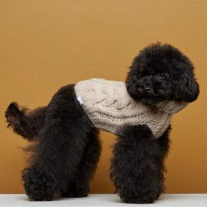 Ribbestrikket hundegenser 100% ull - Beige - Dyrekompaniet