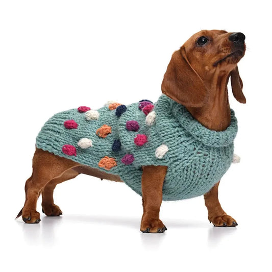 Håndstrikket hundegenser i 100% ull - grønn - Dyrekompaniet